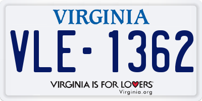 VA license plate VLE1362