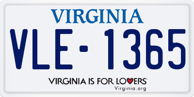 VA license plate VLE1365