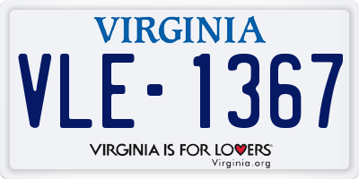 VA license plate VLE1367