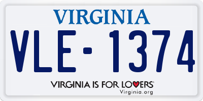 VA license plate VLE1374