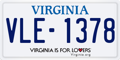 VA license plate VLE1378
