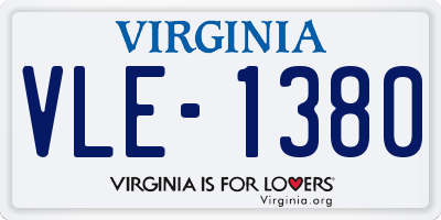 VA license plate VLE1380