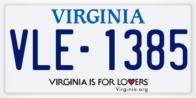 VA license plate VLE1385