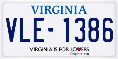 VA license plate VLE1386