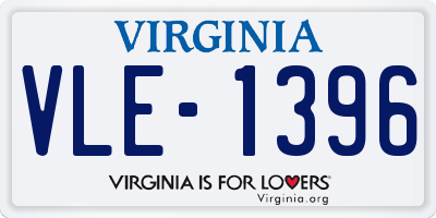 VA license plate VLE1396