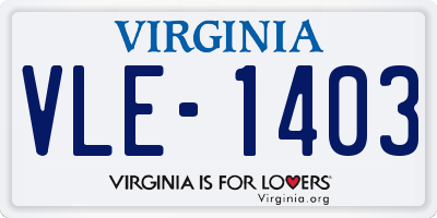 VA license plate VLE1403