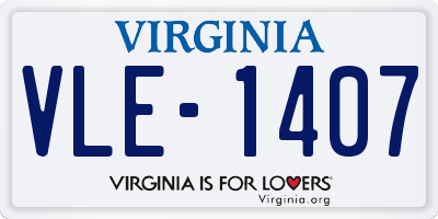 VA license plate VLE1407