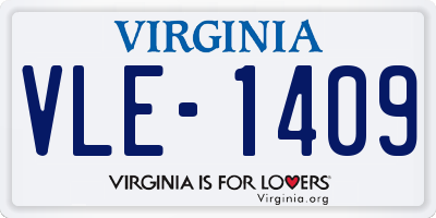 VA license plate VLE1409