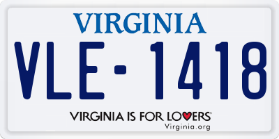 VA license plate VLE1418