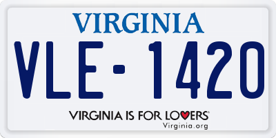 VA license plate VLE1420