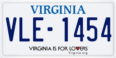 VA license plate VLE1454