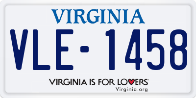 VA license plate VLE1458