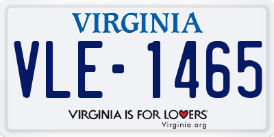 VA license plate VLE1465