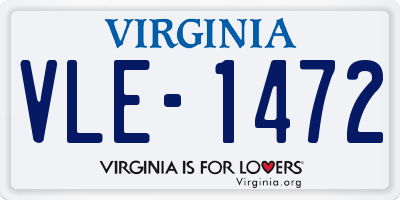VA license plate VLE1472