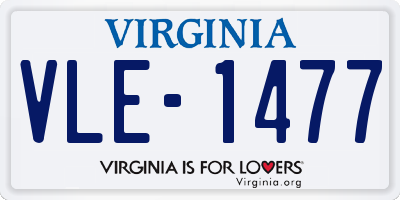 VA license plate VLE1477