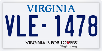 VA license plate VLE1478