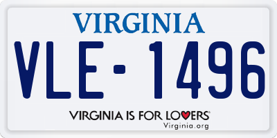 VA license plate VLE1496