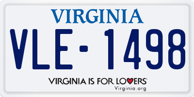 VA license plate VLE1498
