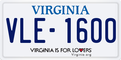 VA license plate VLE1600