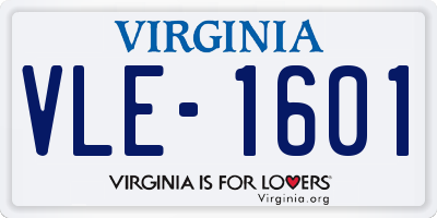 VA license plate VLE1601