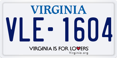 VA license plate VLE1604