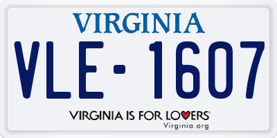 VA license plate VLE1607
