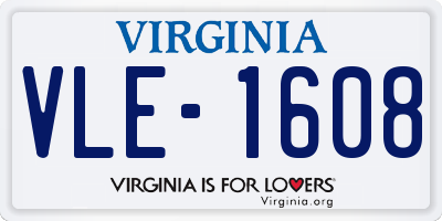 VA license plate VLE1608