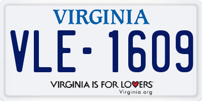 VA license plate VLE1609
