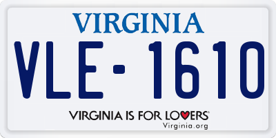 VA license plate VLE1610