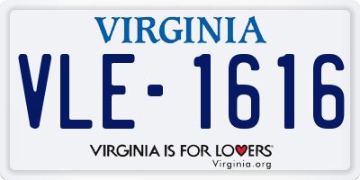 VA license plate VLE1616