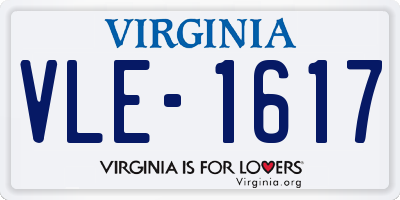 VA license plate VLE1617