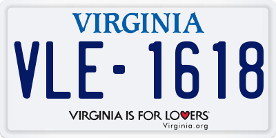VA license plate VLE1618