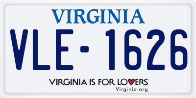 VA license plate VLE1626