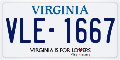 VA license plate VLE1667