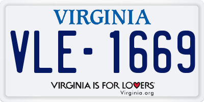 VA license plate VLE1669
