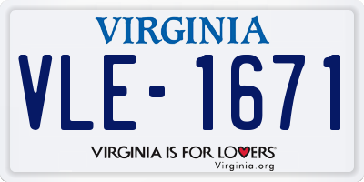 VA license plate VLE1671
