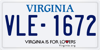 VA license plate VLE1672