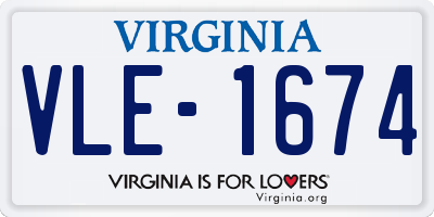 VA license plate VLE1674