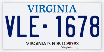 VA license plate VLE1678