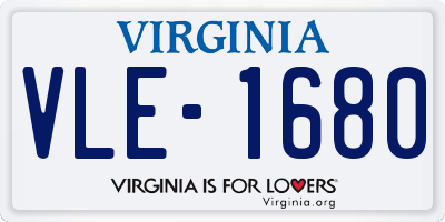 VA license plate VLE1680