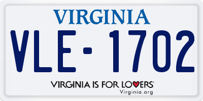 VA license plate VLE1702