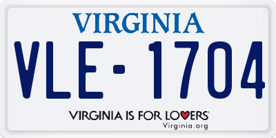 VA license plate VLE1704
