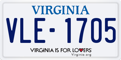 VA license plate VLE1705