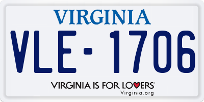 VA license plate VLE1706