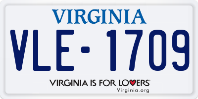 VA license plate VLE1709