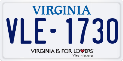 VA license plate VLE1730