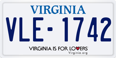 VA license plate VLE1742
