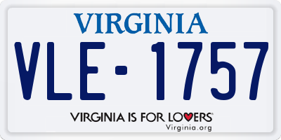 VA license plate VLE1757
