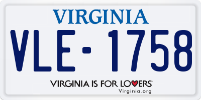VA license plate VLE1758