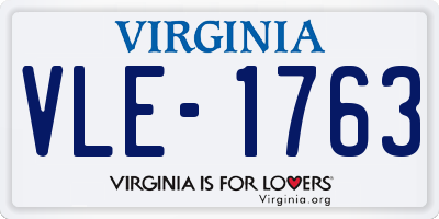 VA license plate VLE1763
